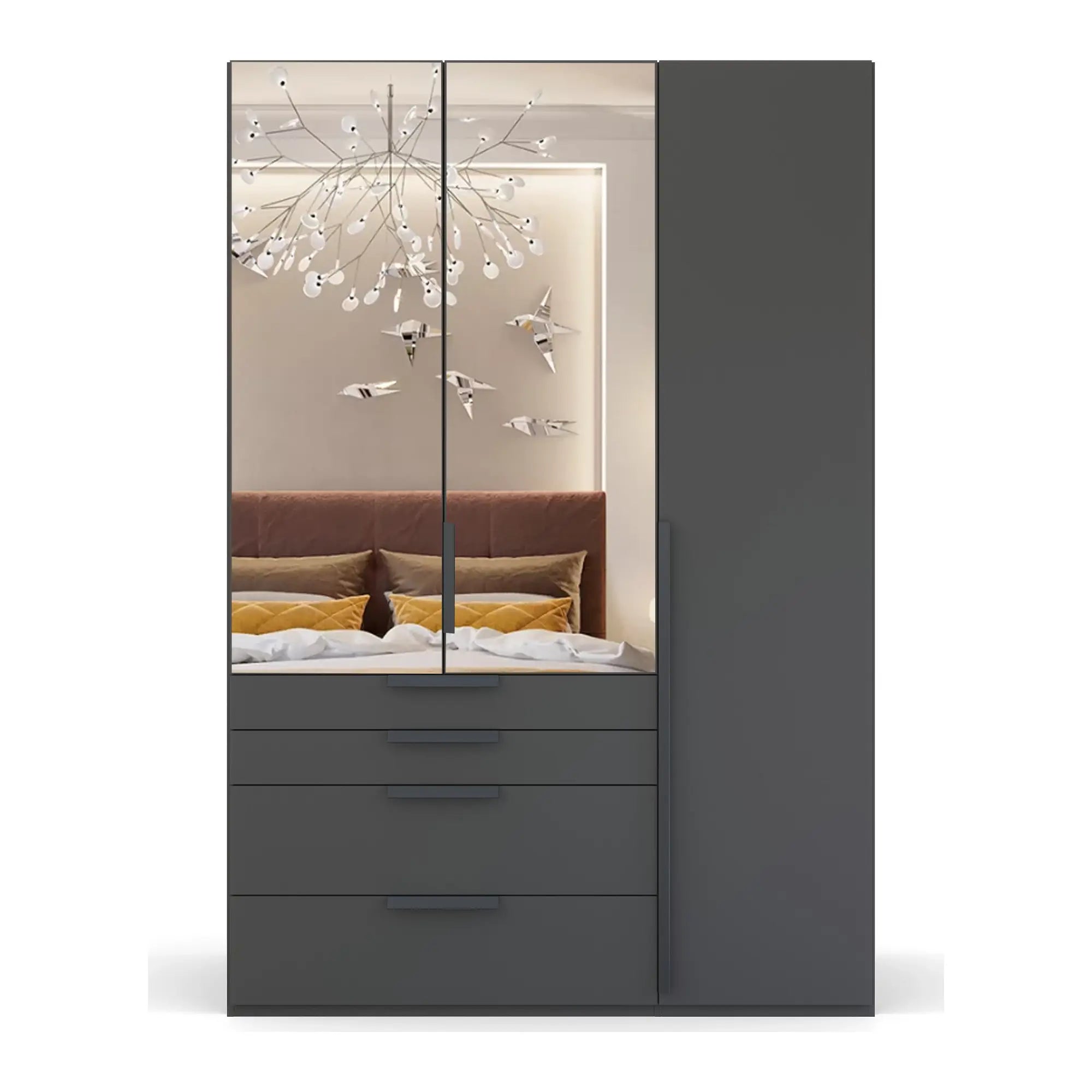 Frans 151cm Decor 3 Door Wardrobe With Drawers