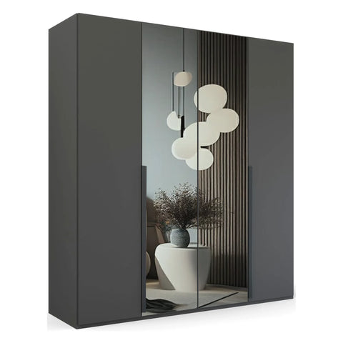 Rauch Frans Hinged Door Wardrobe with puristic design, revolving doors, spacious interior, premium quality, and soft-close mechanism. Customize your storage with 10-year warranty. Free assembly service included. - Middle Doors with Mirror