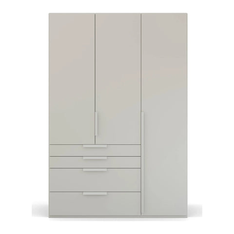 Rauch Frans Premium 3-Door Wardrobe with Drawers, Dimensions: W151cm x H223cm. Available in White, Graphite, and Silk Grey. Choose the optional mirror above drawers. Free delivery and assembly included. Enhance your space with this high-quality wardrobe - 006