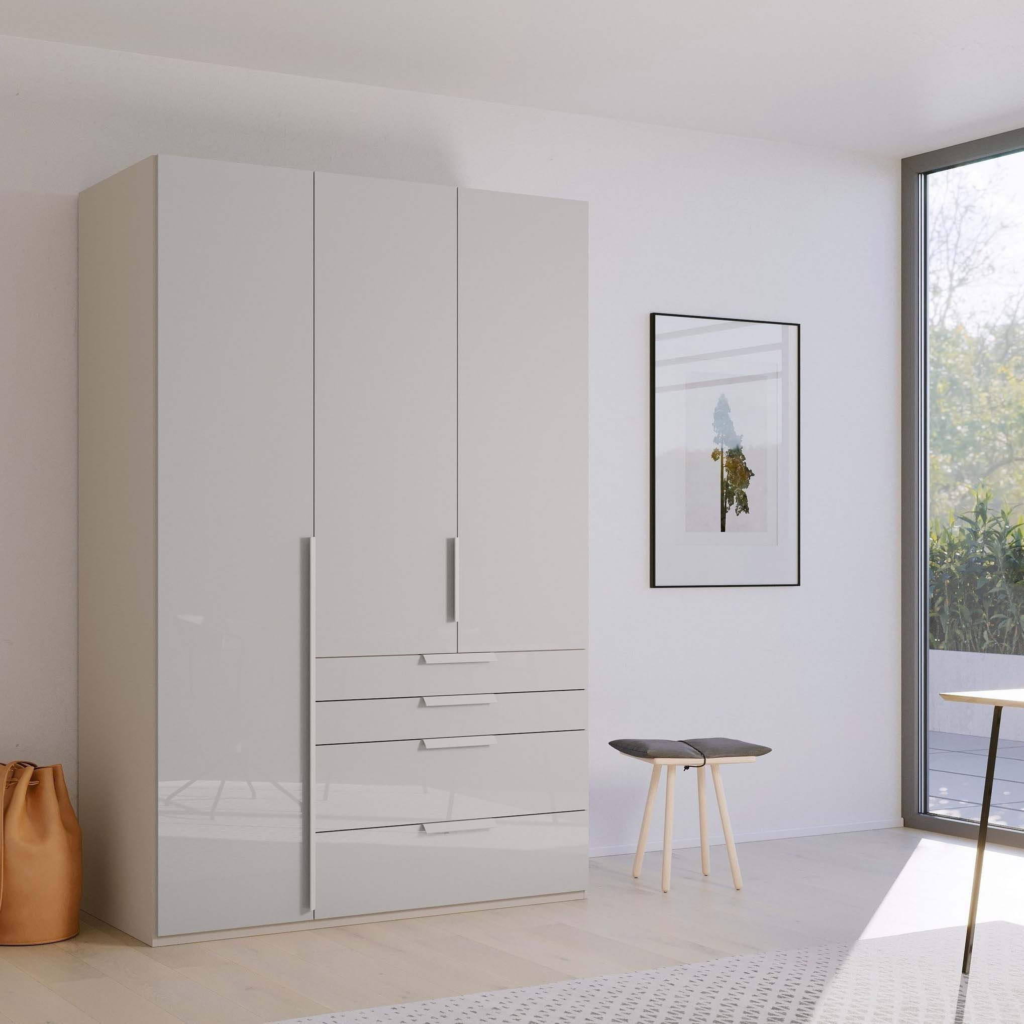 Frans 151cm Glass 3 Door Wardrobe With Drawers