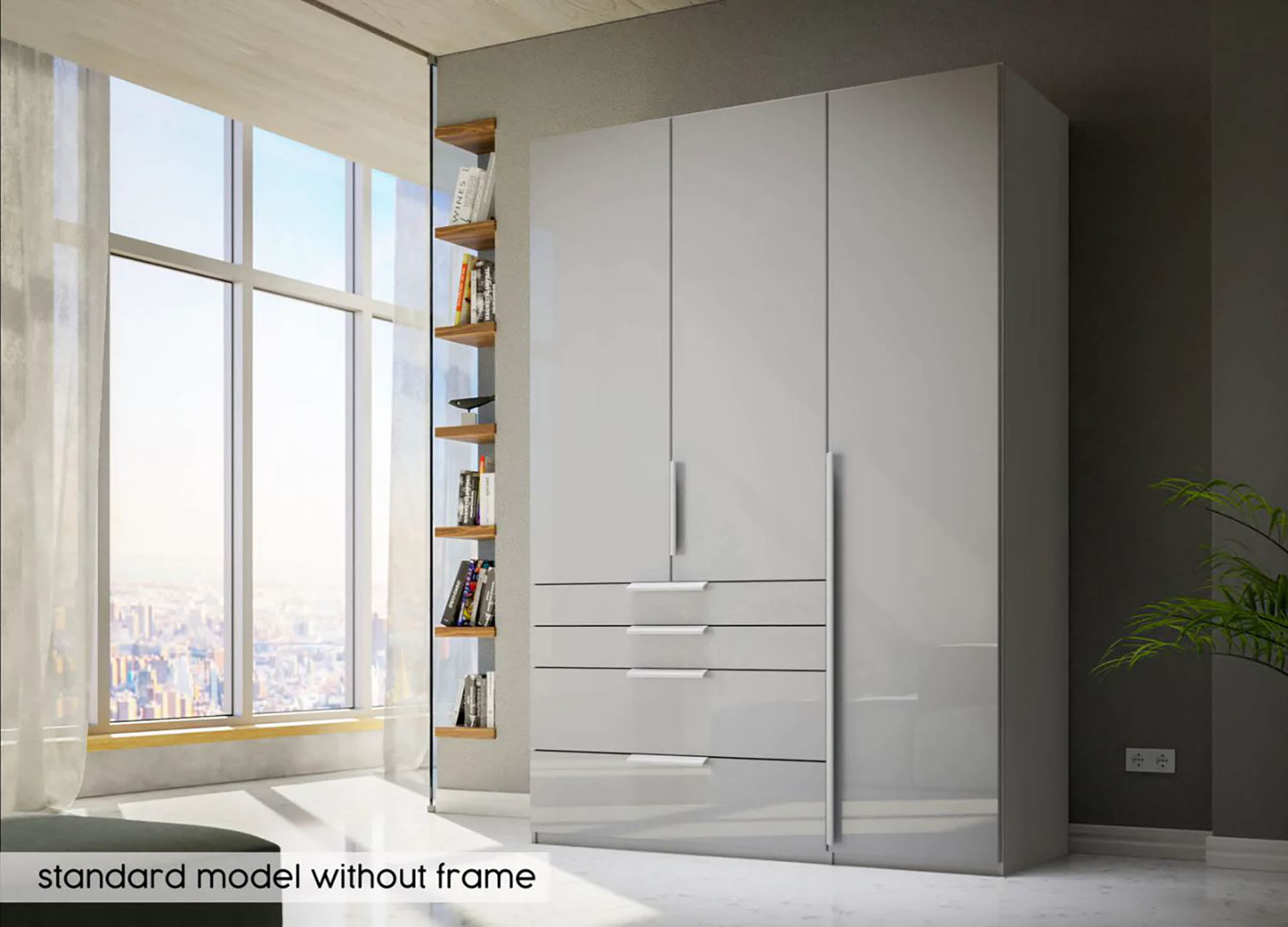 Frans 151cm Glass 3 Door Wardrobe With Drawers