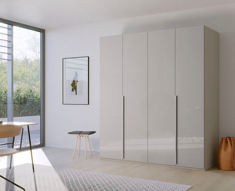 Contemporary Graphite Wardrobe with Elongated Handles. Glass Fronts Showcase Modern Design. Choose from Silk Grey, White, or Graphite Finishes. Ample Storage for Clothes and Accessories. Elevate Your Space with Stylish and Functional Wardrobe. - 005