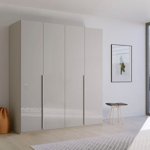 Contemporary Graphite Wardrobe with Elongated Handles. Glass Fronts Showcase Modern Design. Choose from Silk Grey, White, or Graphite Finishes. Ample Storage for Clothes and Accessories. Elevate Your Space with Stylish and Functional Wardrobe. - 004