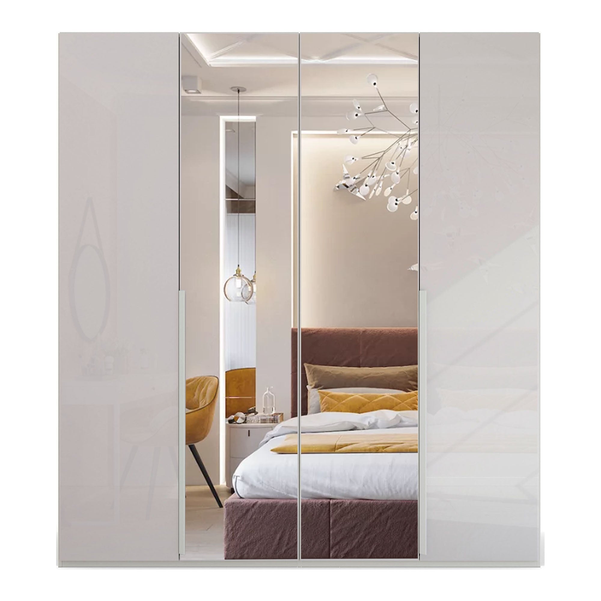 Frans 200cm Glass Front 4 Door Wardrobe