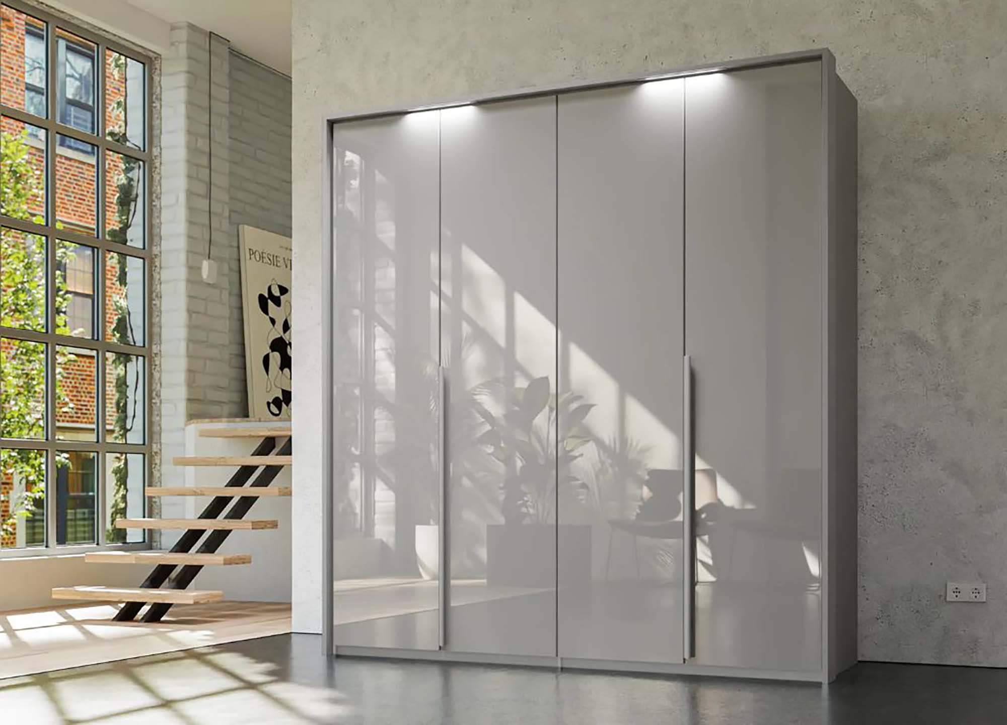 Frans 200cm Glass Front 4 Door Wardrobe