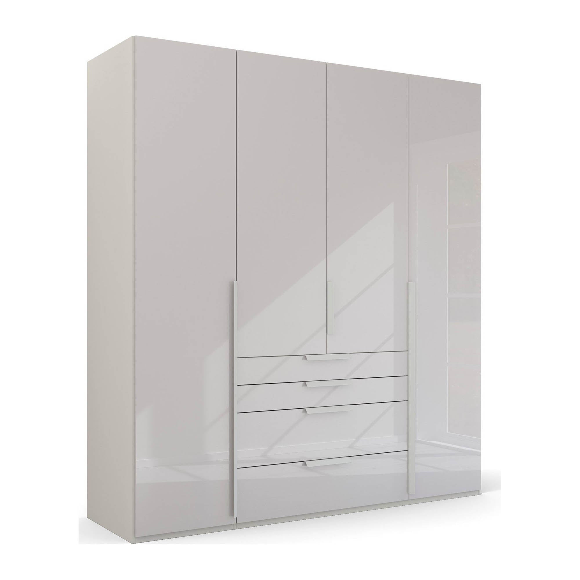 Frans 200cm Glass 4 Door Wardrobe with Drawers