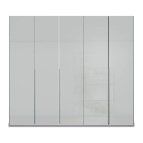 Frans Large 5 Door Wardrobe by Rauch with color glass fronts. Choose from refined White, Silk Grey, or Graphite finishes. Chic and versatile storage solution for your bedroom, featuring sophisticated design elements, comes with free assembly service. - 008