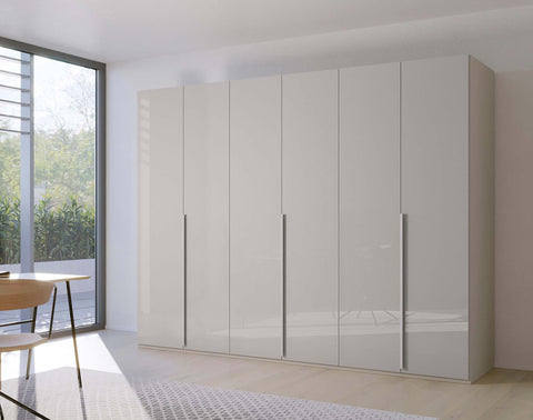 Frans Grey 6 door wardrobe with shelves, 300cm Wide, comes with premium interior. Available for Sale online free delivery and assembly, Pay with interest free monthly instalments - Lifestyle 