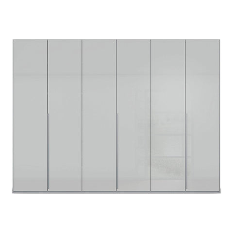 Frans Grey 6 door wardrobe with shelves, 300cm Wide, comes with premium interior. Available for Sale online free delivery and assembly, Pay with interest free monthly instalments - Front View