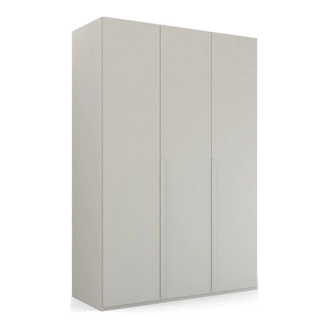 Frans Hinged 3 Door 150cm Wardrobe with Integrated Drawers and Modern Metal Handles in Cabinet Color, Premium Quality, Made in Germany. Size: Width 150cm Height 223cm Depth 60cm . Comes From Free Assembly Service - Silk Grey Colour 1