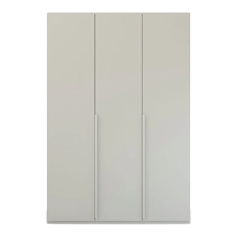 Frans Hinged 3 Door 150cm Wardrobe with Integrated Drawers and Modern Metal Handles in Cabinet Color, Premium Quality, Made in Germany. Size: Width 150cm Height 223cm Depth 60cm . Comes From Free Assembly Service - Silk Grey Colour 4