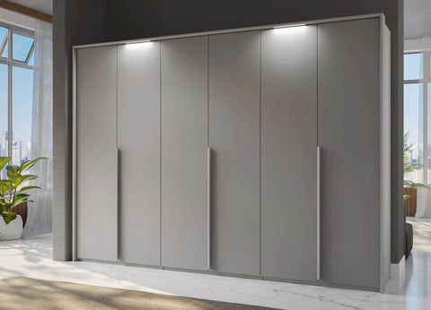 Frans Grey 6 Door Tall Wardrobe With Passepartout Light Frame 300cm wardrobe