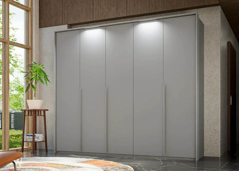 Frans Grey 5 Door Tall Wardrobe With Passepartout Light Frame 250cm wardrobe