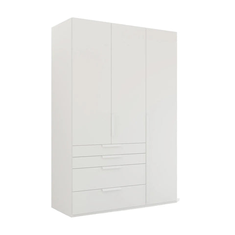 Rauch Frans Premium 3-Door Wardrobe with Drawers, Dimensions: W151cm x H223cm. Available in White, Graphite, and Silk Grey. Choose the optional mirror above drawers. Free delivery and assembly included. Enhance your space with this high-quality wardrobe - 015