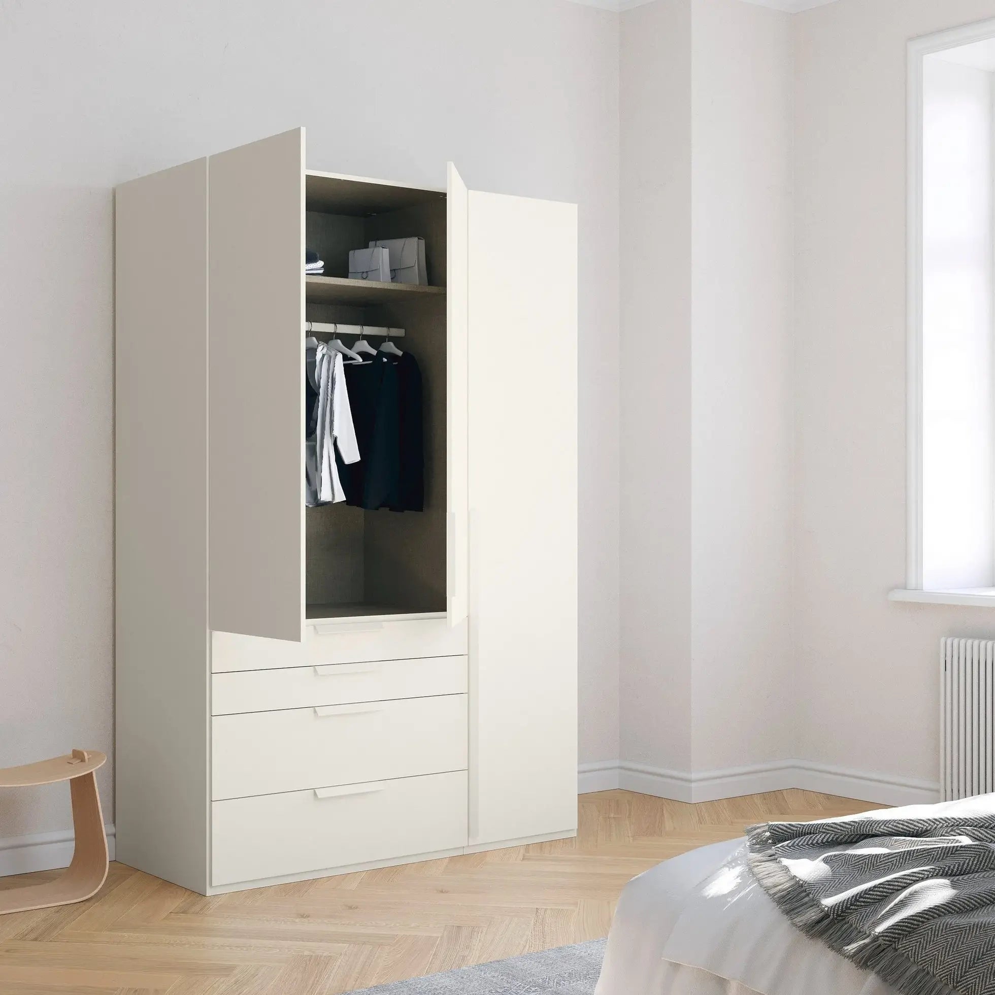 Frans 151cm Decor 3 Door Wardrobe With Drawers