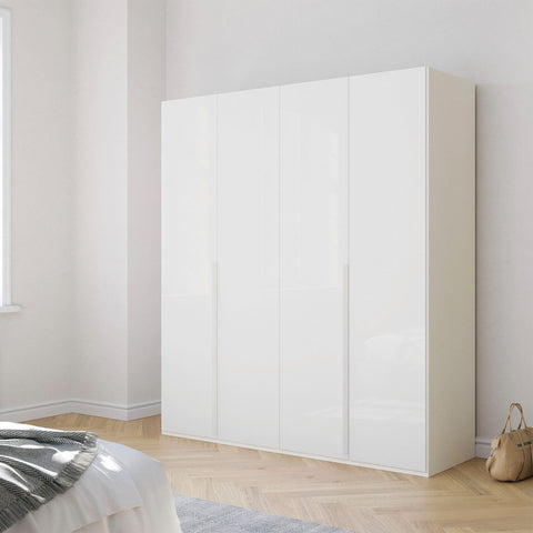 Contemporary Graphite Wardrobe with Elongated Handles. Glass Fronts Showcase Modern Design. Choose from Silk Grey, White, or Graphite Finishes. Ample Storage for Clothes and Accessories. Elevate Your Space with Stylish and Functional Wardrobe. - 21