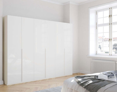 Frans White 6 door 3m long wardrobe with Mirror, comes with premium interior. Available for Sale online free delivery and assembly, Pay with interest free monthly instalments - Lifestyle Image