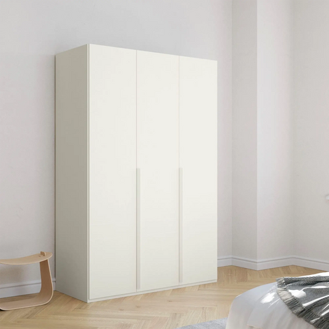 Frans Hinged 3 Door 150cm Wardrobe with Integrated Drawers and Modern Metal Handles in Cabinet Color, Premium Quality, Made in Germany. Size: Width 150cm Height 223cm Depth 60cm . Comes From Free Assembly Service - Lifestyle