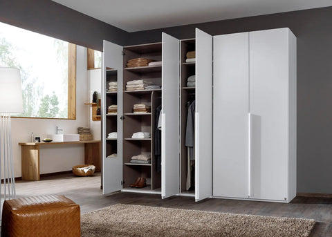 "Frans" 5-Door Wardrobe in Graphite with premium aquality construction, soft-close doors, and versatile storage options. - Open Doors 