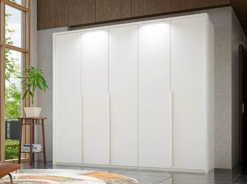 Frans White 5 Door Tall Wardrobe With Passepartout Light Frame 250cm wardrobe