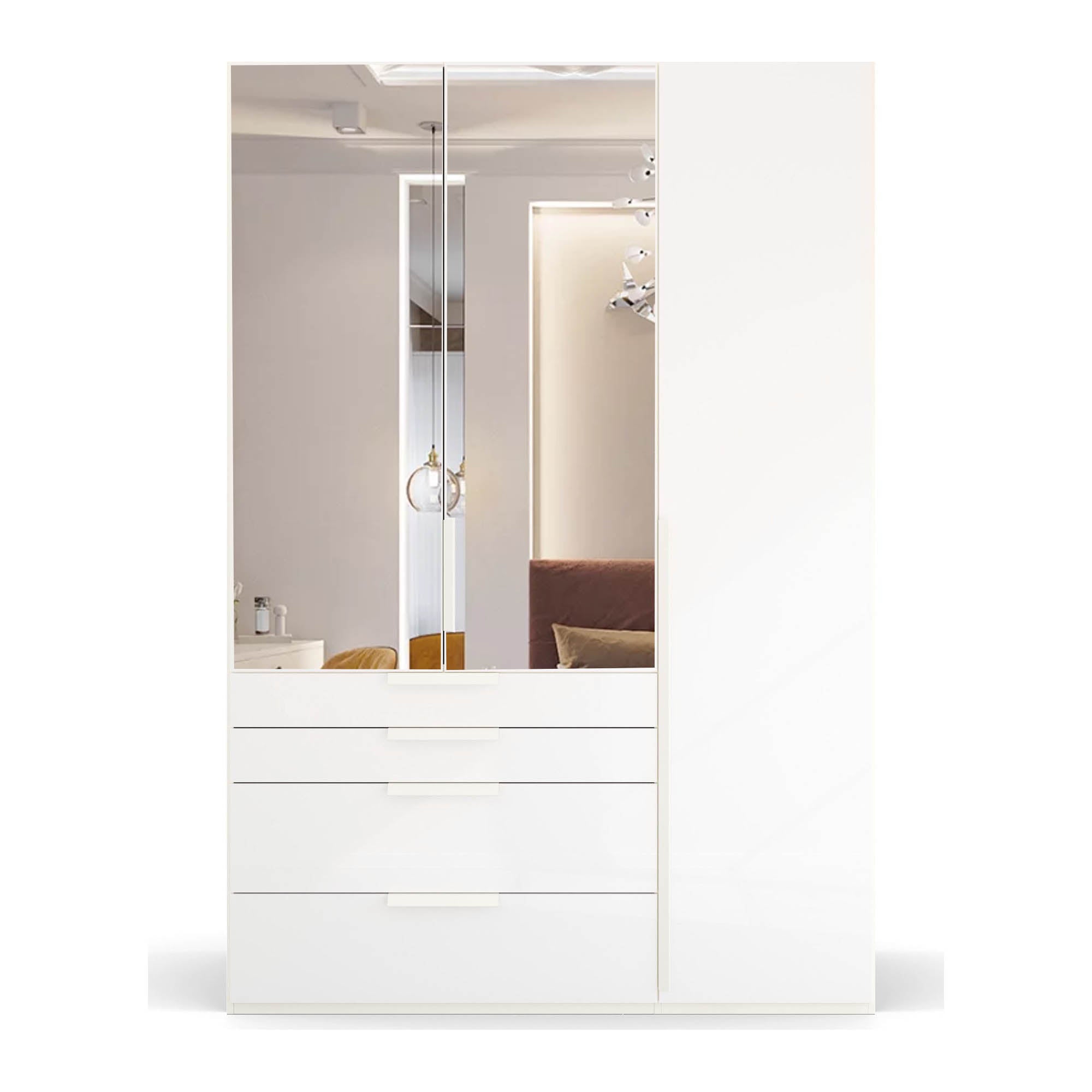 Frans 151cm Glass 3 Door Wardrobe With Drawers