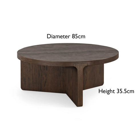 Saint Amond Dark Wood Small Round Coffee Table - Dimensions 