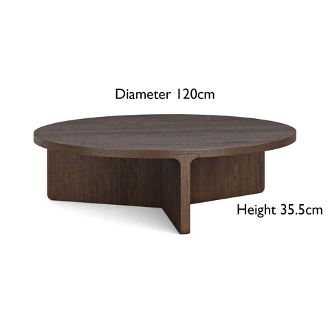 Saint Amond Dark Wood Large Round Coffee Table - Dimensions 