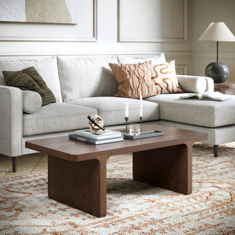 Saint Amond Dark Wood Coffee Table, matching items available - Lifestyle Image 