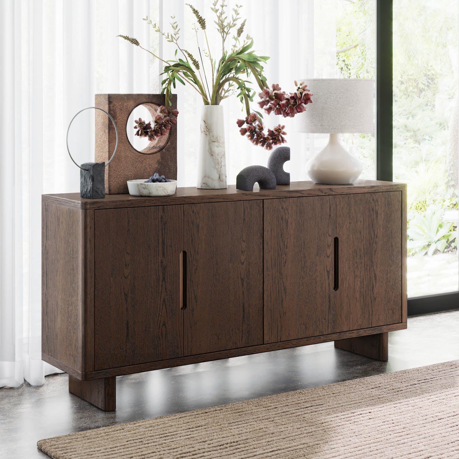 Saint Amond Dark Wood Large Sideboard, matching furniture available - Lifestyle Image 