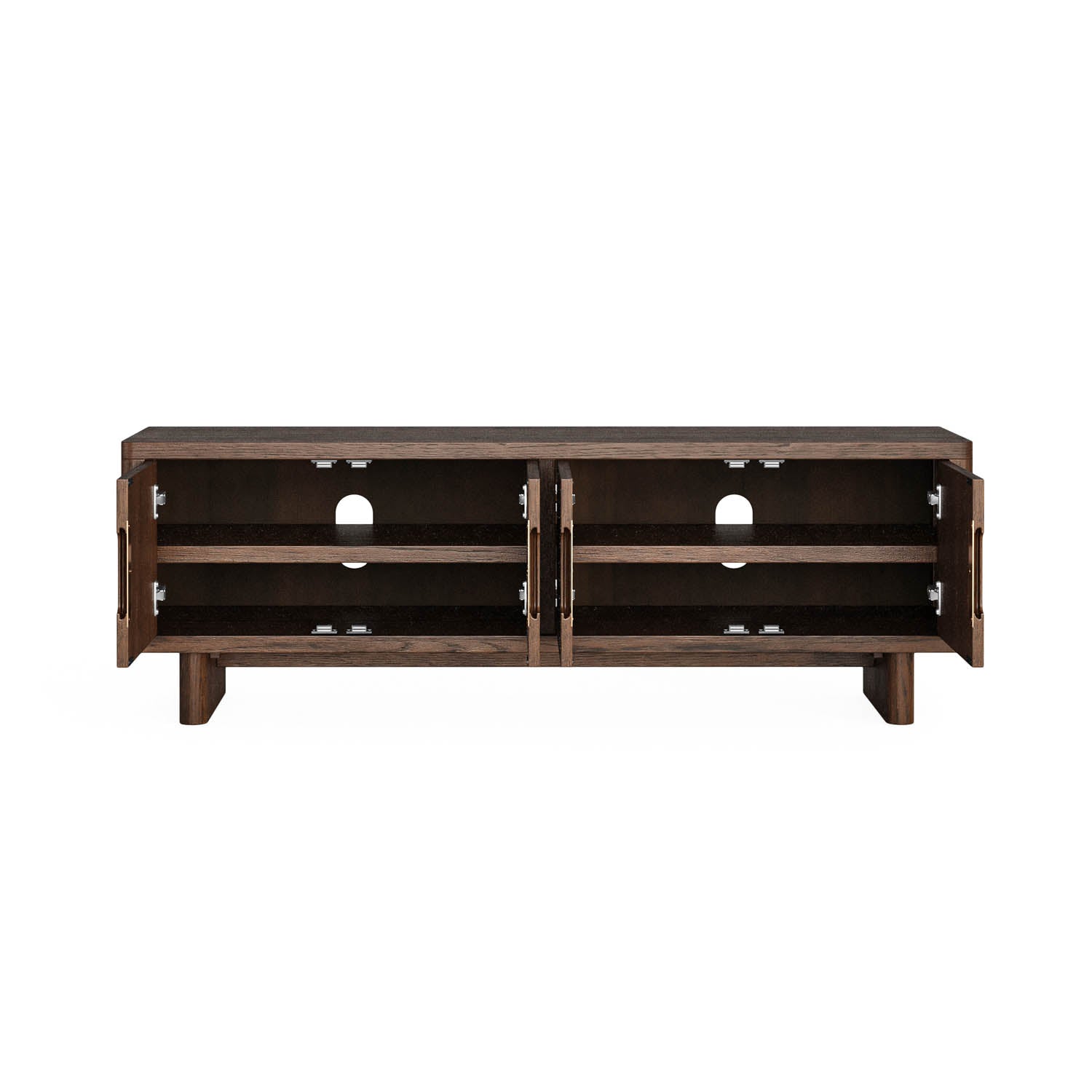 Saint Amond Dark Wood Media Unit, matching furniture available - Front of Media Unit with Open Doors 