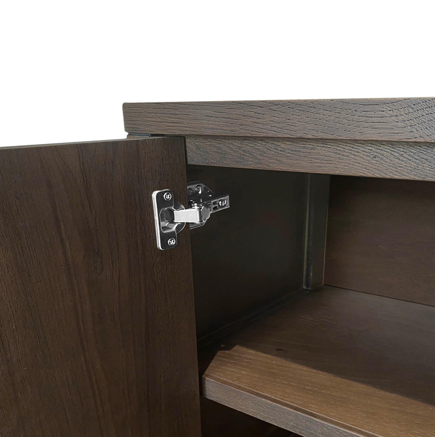 Saint Amond Dark Wood Media Unit, matching furniture available - Close Up of Door Fixings