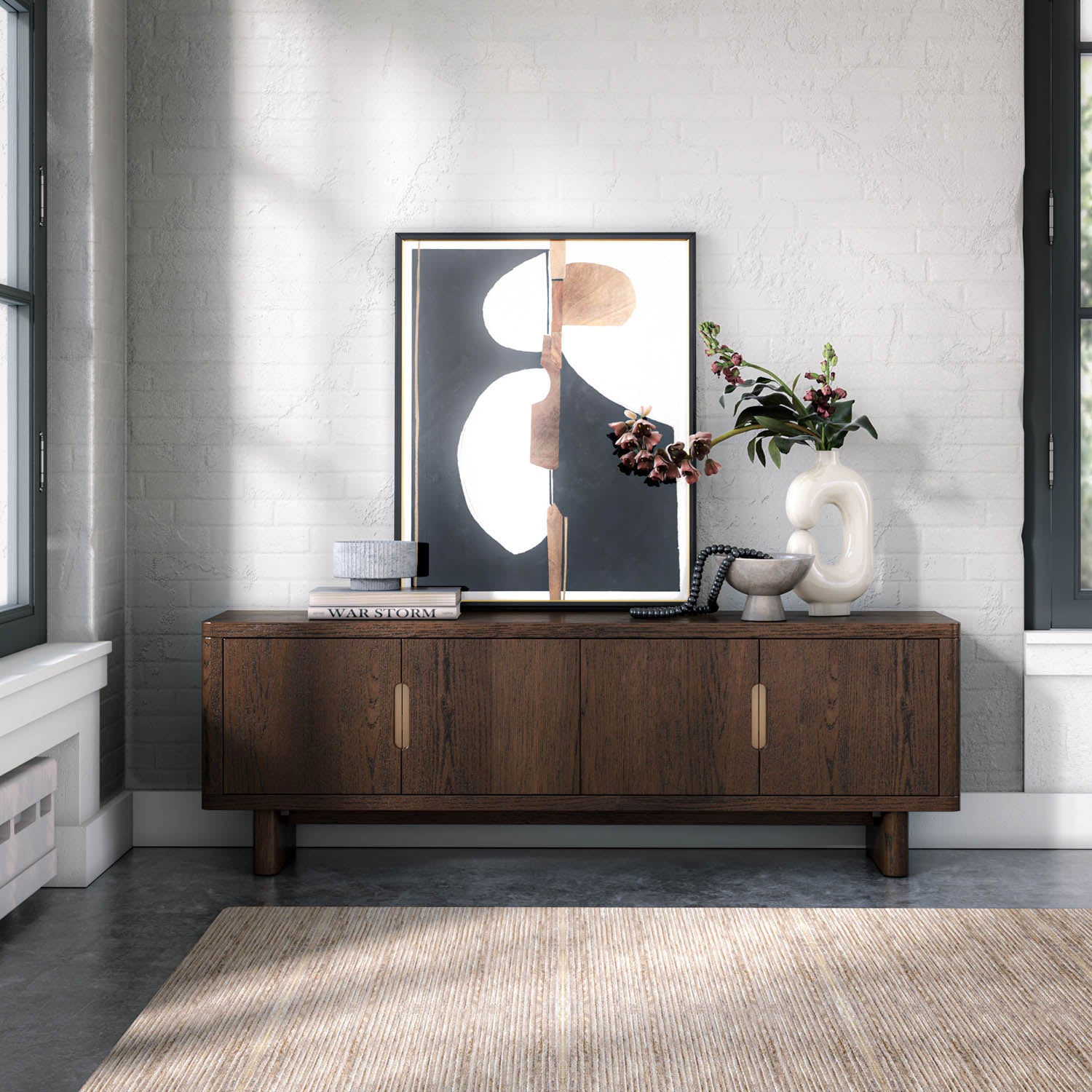 Saint Amond Dark Wood Media Unit, matching furniture available - Lifestyle image 