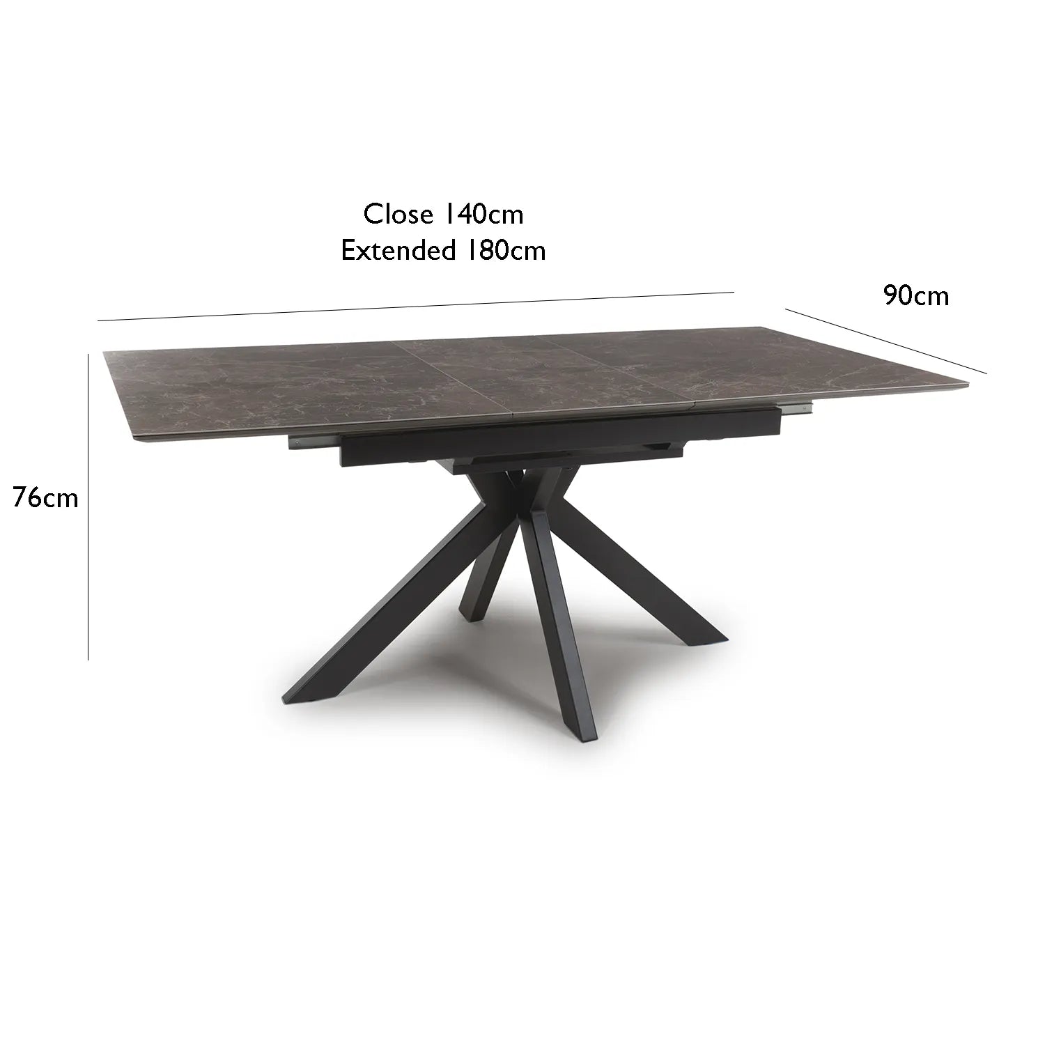 Logan 1.4M Black & Brown Sintered Stone Extending Dining Table