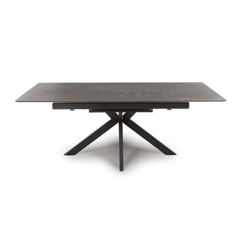 Logan 160cm Black & Brown Sintered Stone Extending Dining Table - front View