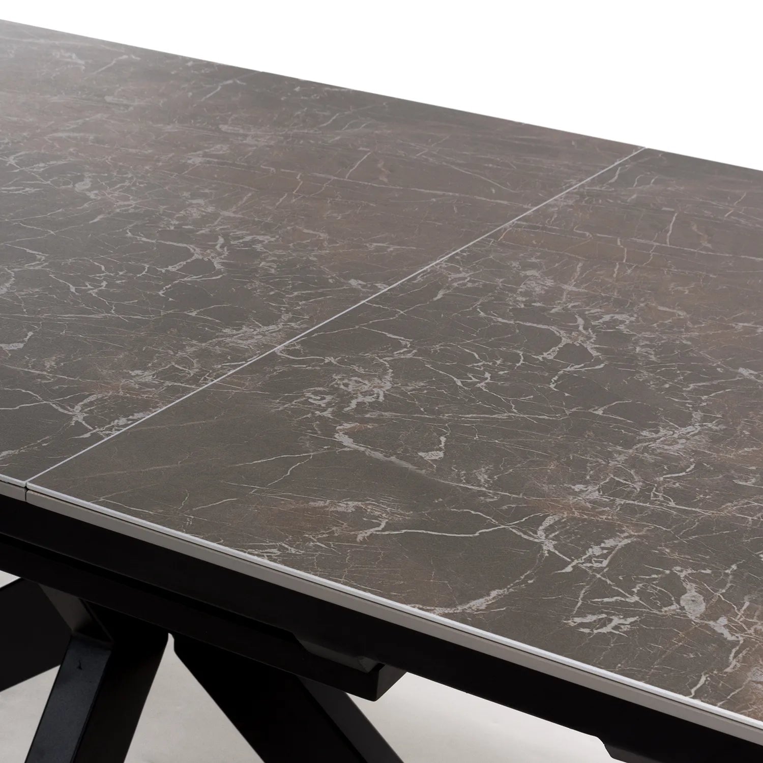 Logan 160cm Black & Brown Sintered Stone Extending Dining Table