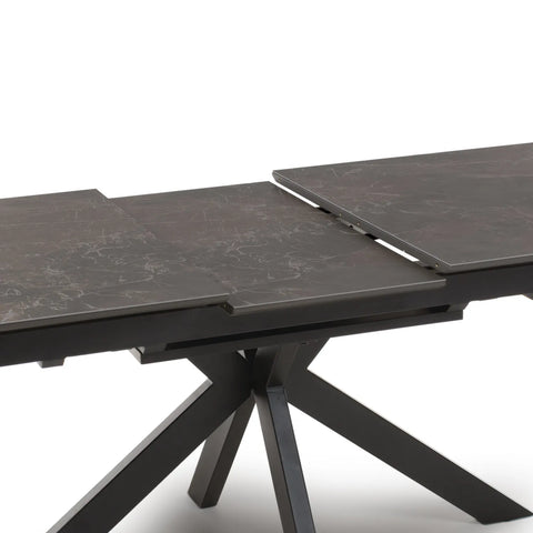 Logan 160cm Black & Brown Sintered Stone Extending Dining Table - Extension