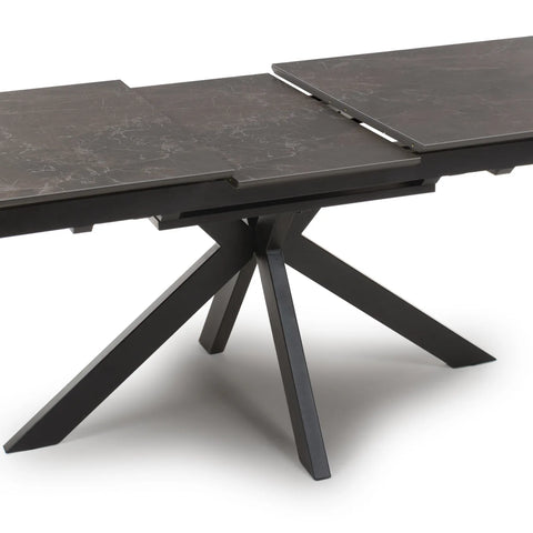 Logan 160cm Black & Brown Sintered Stone Extending Dining Table - Extensiona and Leg Base