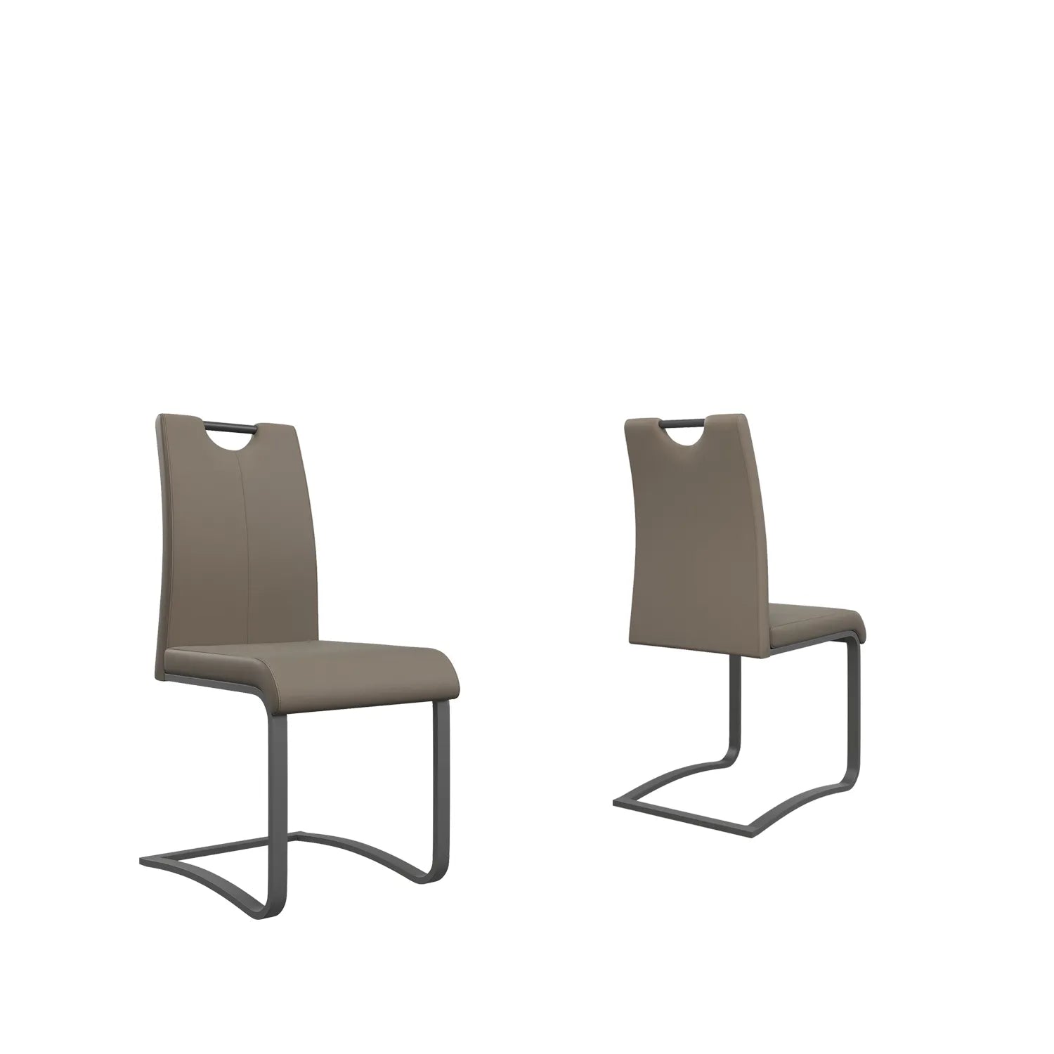 Bianco Taupe Leather Set of 4 Dining Chairs