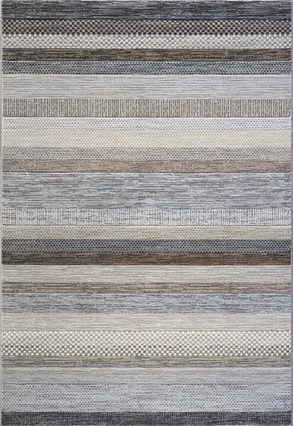 Galleria Stripe Beige Brown Grey Geometric Rug