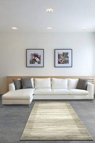 Galleria Cream/Beige Abstract Bordered Rug. Beige Living Room Rug, also available in Rust Orange-Main Image