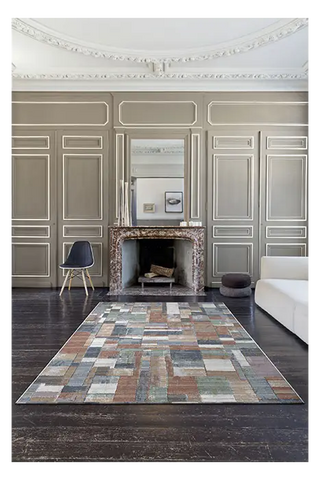 Galleria Multi Coloured Abstract Square Tile Rug. Available in 8 sizes. Free Delivery-Lifestyle Image 