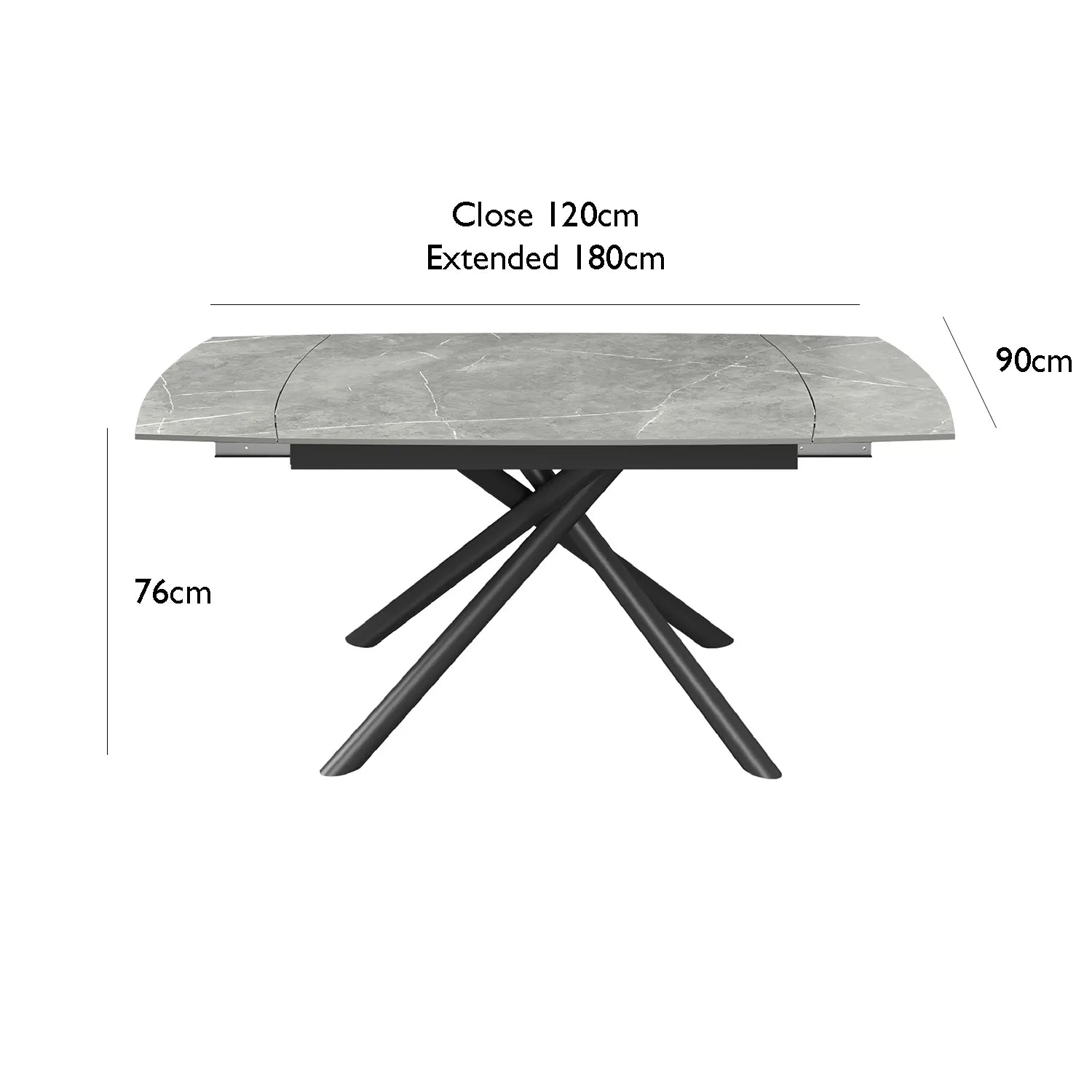 Georgio Matte Grey 120-180cm Ceramic Extending Dining Table