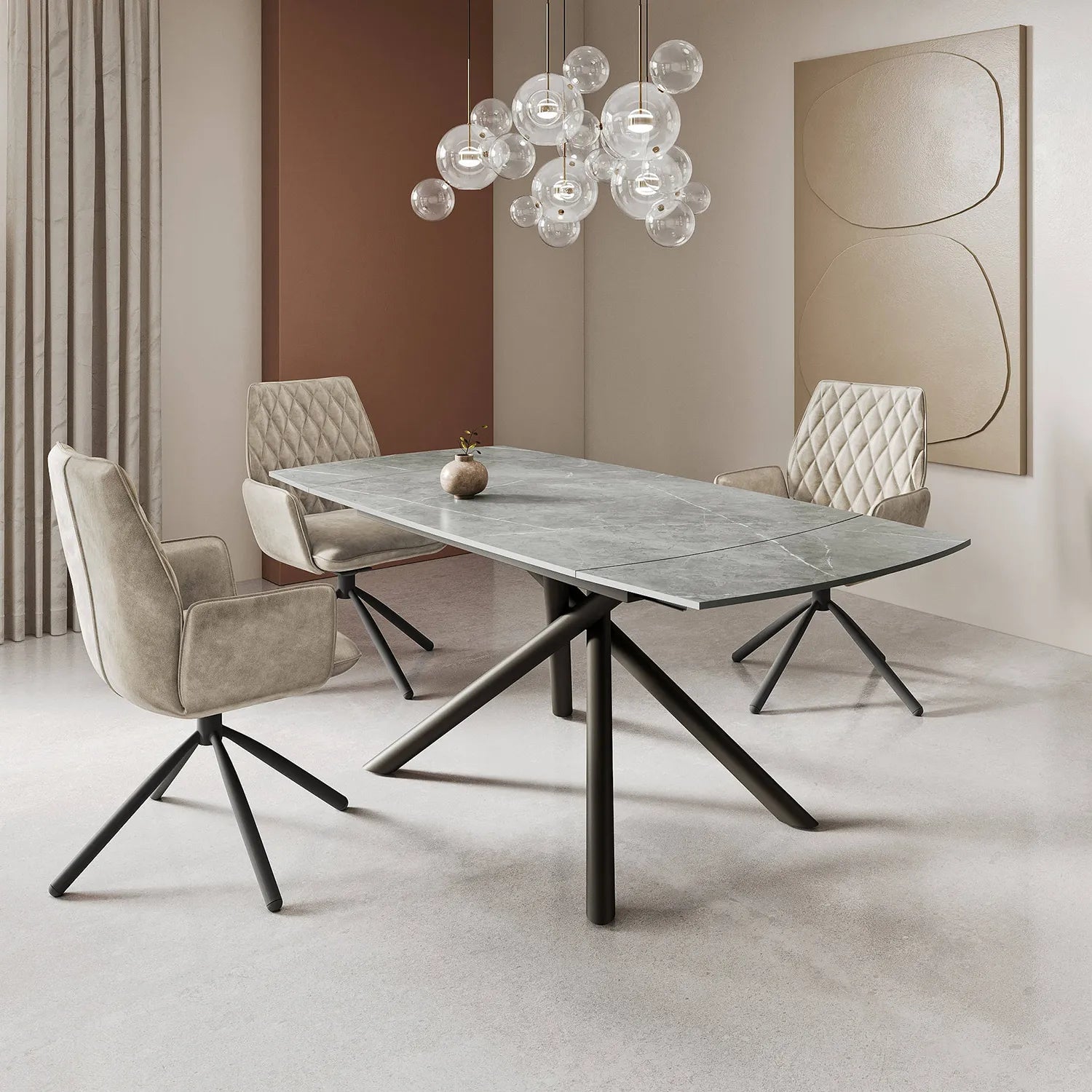 Georgio Matte Grey 120-180cm Ceramic Extending Dining Table