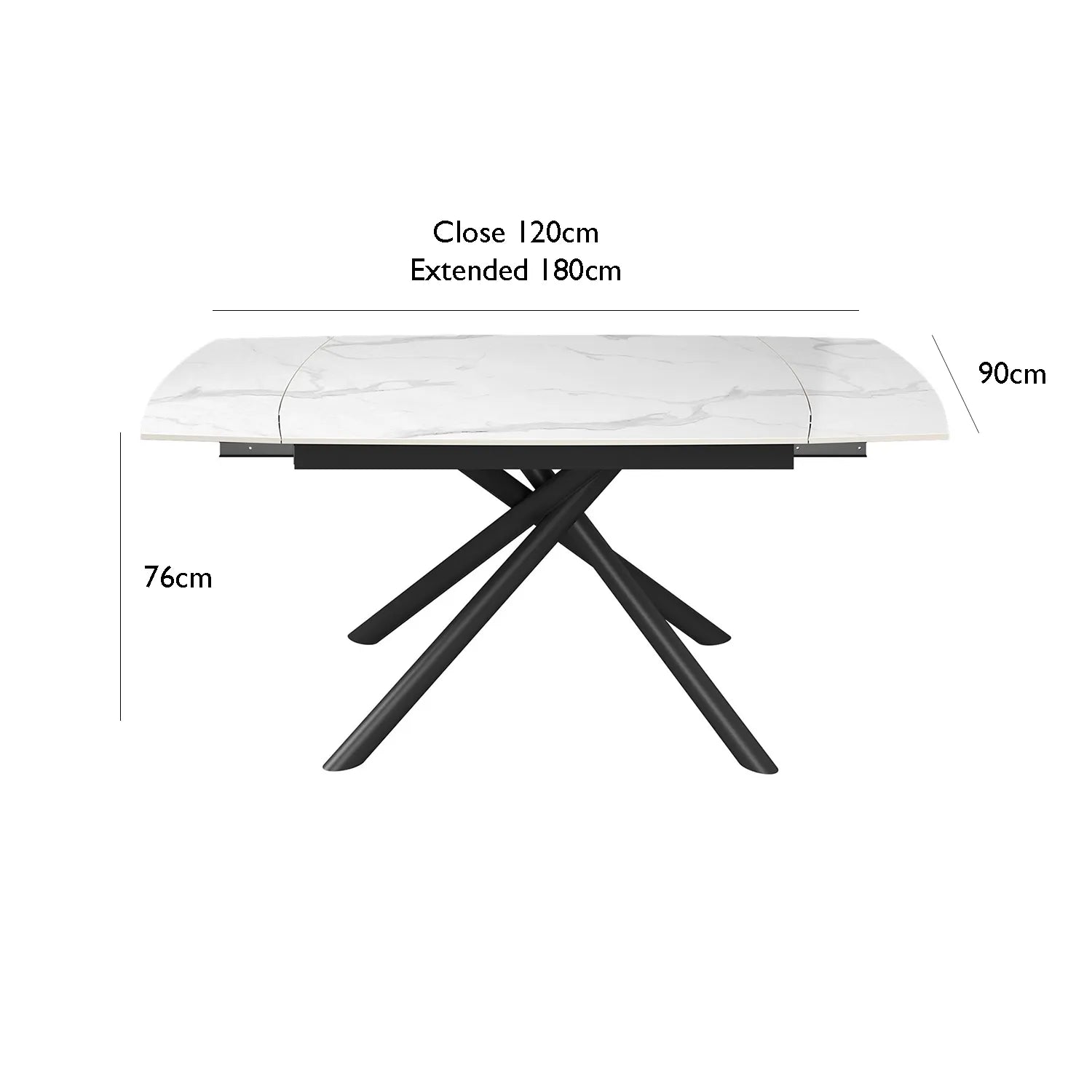 Georgio Matte White 120-180cm Ceramic Extending Dining Table