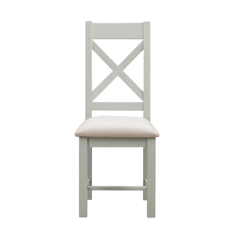 Gloucester Cross Back Grey Painted Oak Set of 4 Dining Chairs