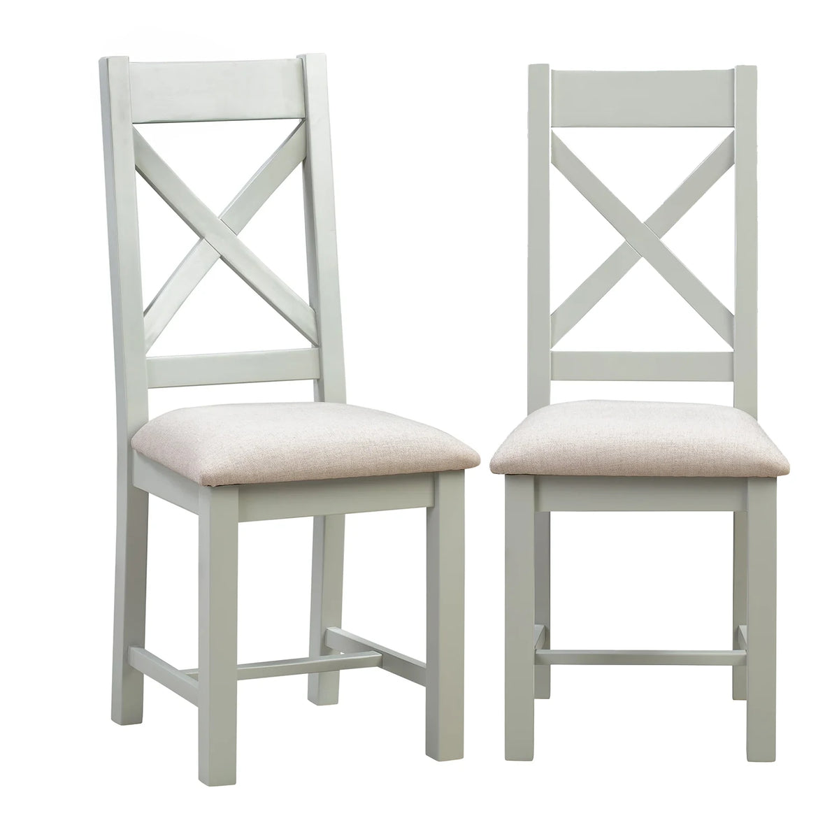 Gloucester Cross Back Grey Painted Oak Set of 4 Dining Chairs