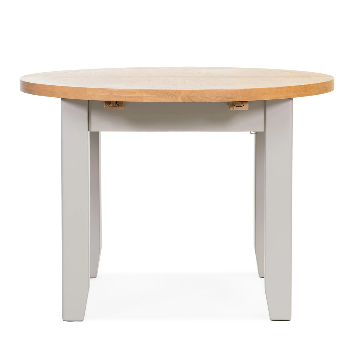 Gloucester 1.1M Grey Painted Round Extending Dining Table With Oak Top