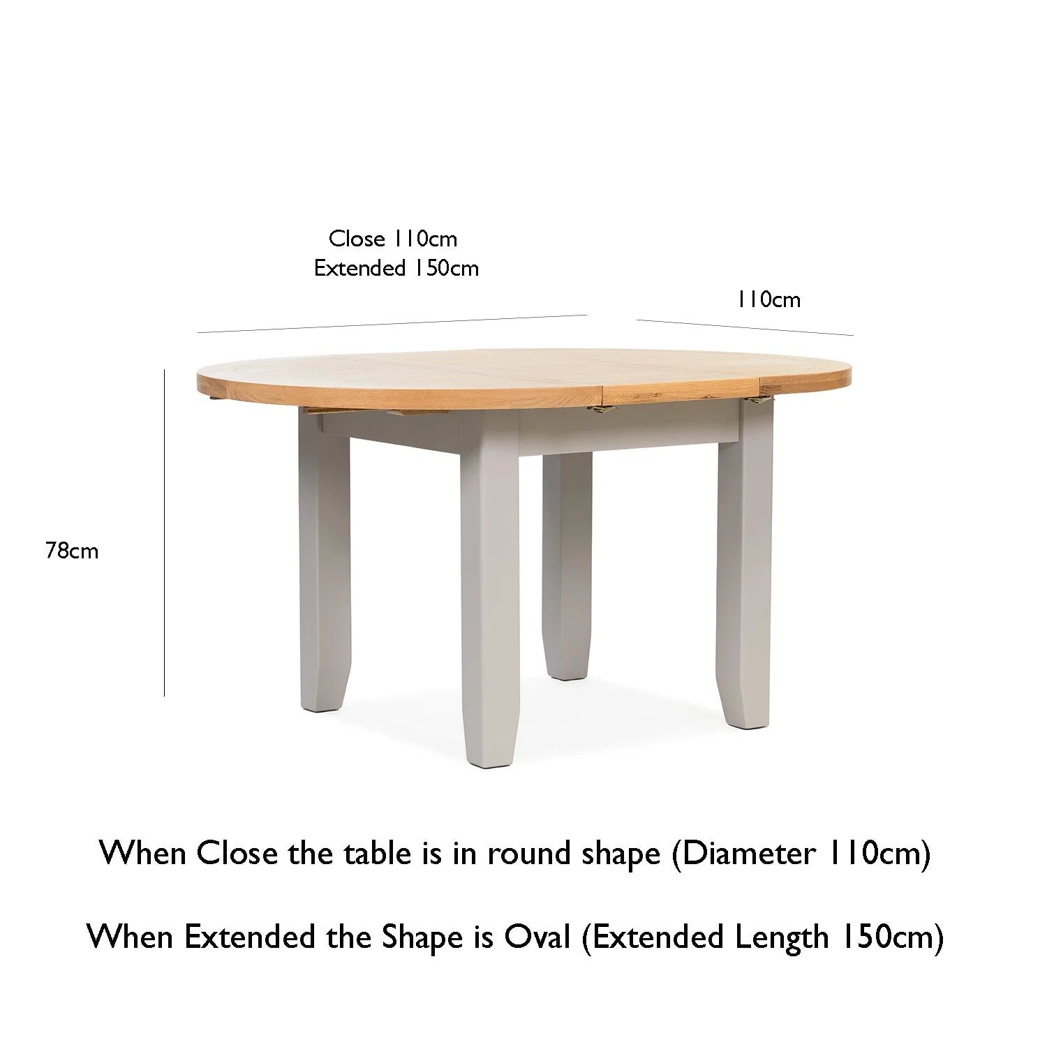 Gloucester 1.1M Round Extending Dining Table with 4 Chairs