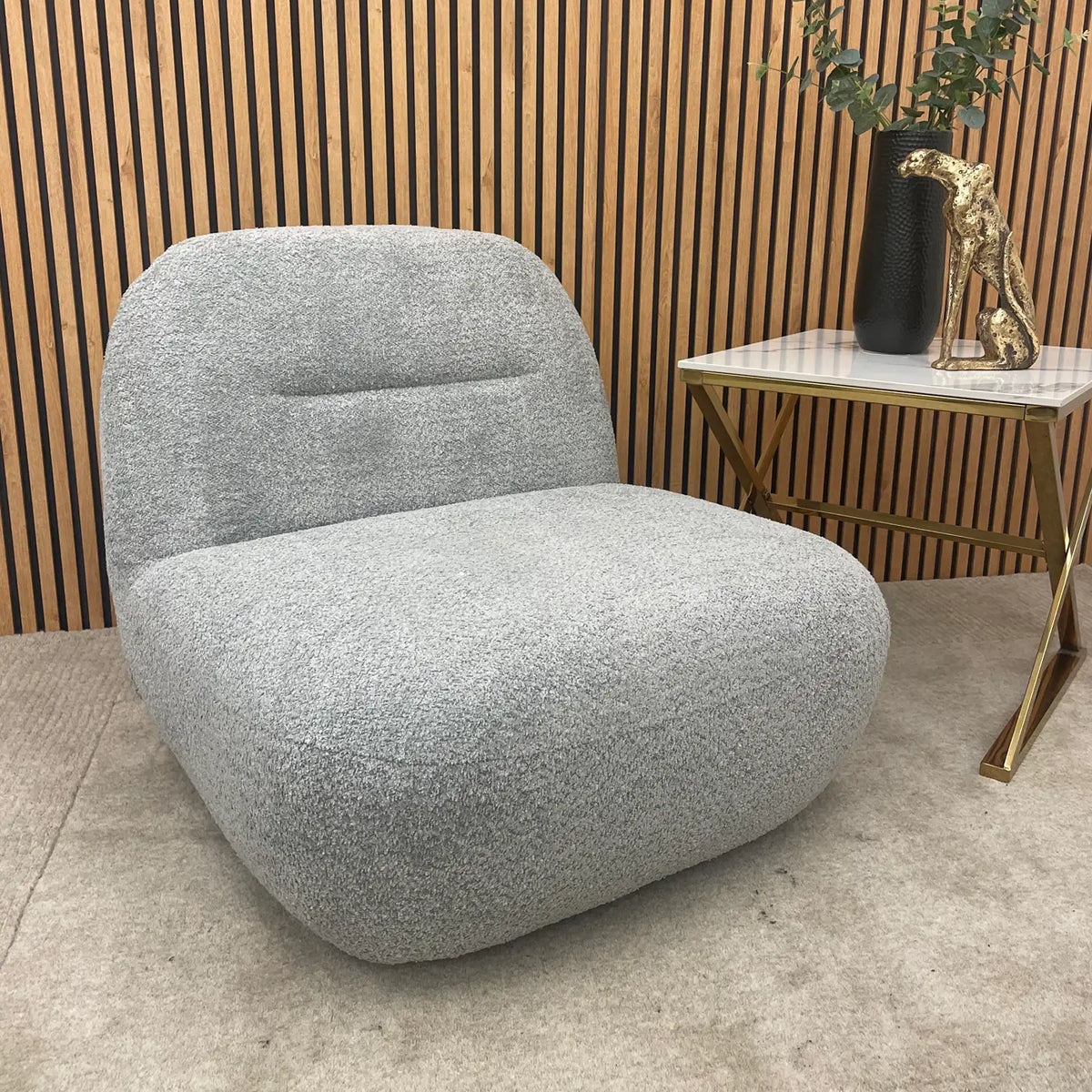 Margot Grey Boucle Swivel Accent Chair, also available in various colours - Lifestyle Image 