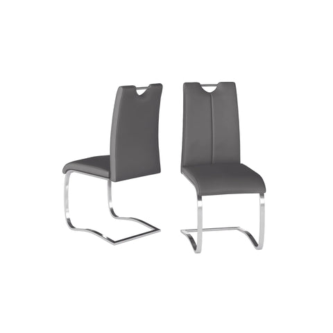 Set of 4 Bianco Faux Leather Grey Dining Chairs-Main Image Grey Chair with Chrome Legs